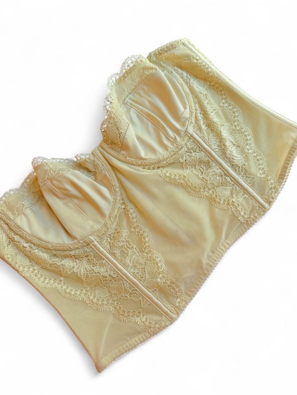 ZARA NEW WOMAN ROMANTIC COMBINATION LACE CORSET TOP VANILLA SZ M 1067/008/727